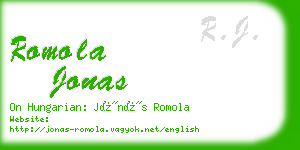 romola jonas business card